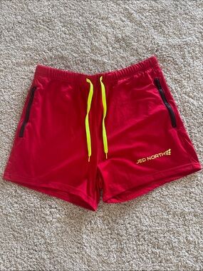 Jed North Men’s Small Red Athletic Shorts Drawstring Running 4” inseam